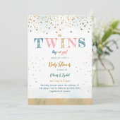 Jongen en meisjes tweelingen Glitter Simple Baby s Kaart (Staand voorkant)