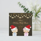 Jongen en meisjes tweelingen kerstBaby shower Kaart (Staand voorkant)