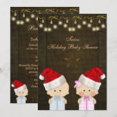Jongen en meisjes tweelingen kerstBaby shower Kaart (Voorkant / Achterkant)