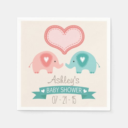 Jongen en meisjes Twindenergie en Blauwgroen Baby  Servetten (Voorkant)