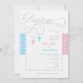 Jongen en meisjes Twinins Baptism Invitation Kaart (Voorkant)