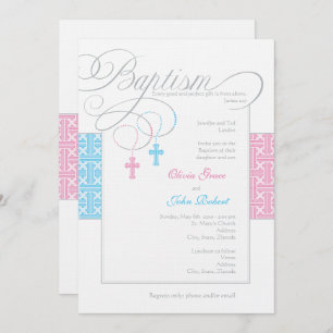 Jongen en meisjes Twinins Baptism Invitation Kaart
