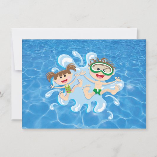 Jongen en meisjes Waterslide Pool Party Birthday I Kaart (Achterkant)