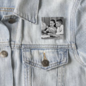 Jongen en meisjes Wereldbol bekijken Vierkante Button 5,1 Cm (In situ)