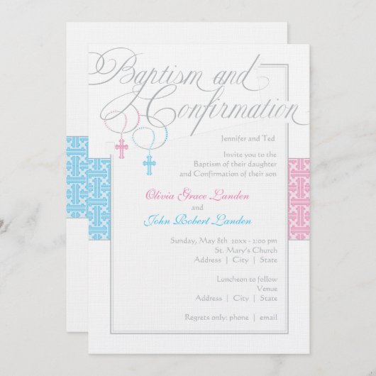 Jongen- en meisjesbaptisme en -bevestiging kaart (Voorkant / Achterkant)