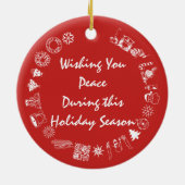 Jongen en nieuwe puppy voor Kerstmis Keramisch Ornament (Achterkant)