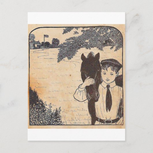 Jongen en paard briefkaart (Voorkant)