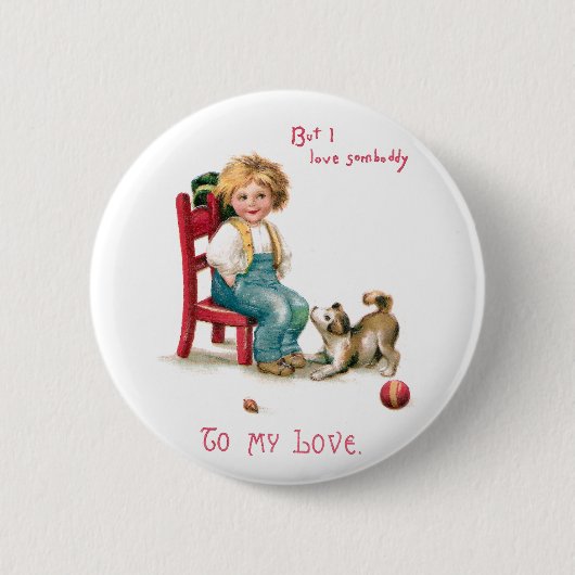 Jongen en Puppy Valentijn Ronde Button 5,7 Cm (Voorkant)