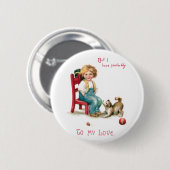 Jongen en Puppy Valentijn Ronde Button 5,7 Cm (Voorkant /achterkant)