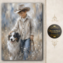 Jongen en ranchhond decoupage