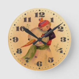 Jongen en sneeuwman ronde klok