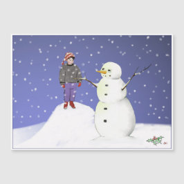 Jongen en Snowman Holiday Kaart