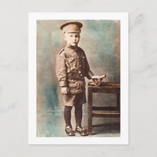 Jongen en Speelgoed kanon Hand Tinted uit de Eerst Briefkaart (Voorkant)