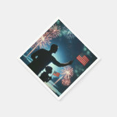 Jongen en vader met Amerikaanse vlaggen en vuurwer Servet (Hoek)