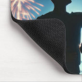 Jongen en vader met Amerikaanse vlaggen Muismat (Hoek)