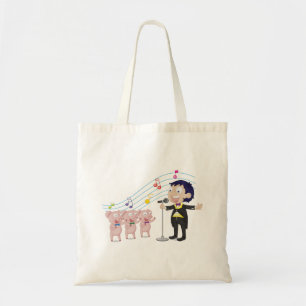 Jongen en varkens zingen tote bag
