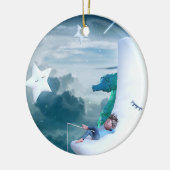 Jongen en zeepaardje Vist op de maan Keramisch Ornament (Links)