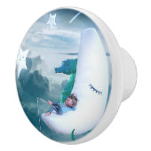 Jongen en zeepaardje Vist op de maan Keramische Knop (Rechts)