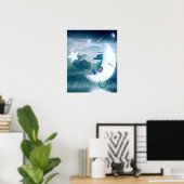 Jongen en zeepaardje Vist op de maan Poster (Thuiskantoor)