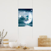 Jongen en zeepaardje Vist op de maan Poster (Keuken)