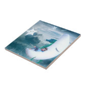 Jongen en zeepaardje Vist op de maan Tegeltje (Zijkant)