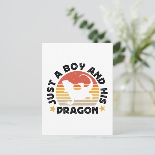 Jongen en zijn baarddraken reptiel liefhebber cita briefkaart (Staand voorkant)