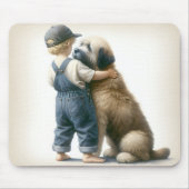 Jongen en Zijn Grote Hond Muismat (Voorkant)