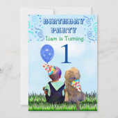 Jongen en zijn hond eerste verjaardag kaart (Voorkant)