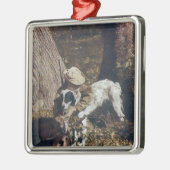 jongen en zijn jachthond metalen ornament (Links)