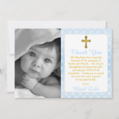 Jongen Eternity Rings Cross Foto Baptisme Hartelij Bedankkaart (Voorkant)