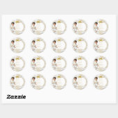 Jongen Etnisch Doopsel Communie Wit & Goud Ronde Sticker (Vel)