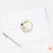 Jongen Etnisch Doopsel Communie Wit & Goud Ronde Sticker (Envelop)