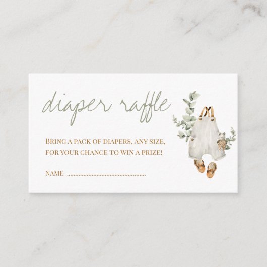 Jongen Eucalyptus Boho minimalistisch luierriffel Informatiekaartje (Voorkant)