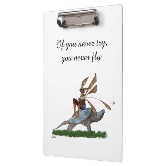 Jongen Fairy Riding Op Schildpad Klembord (Links)