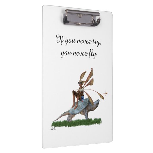 Jongen Fairy Riding Op Schildpad Klembord (Rechts)