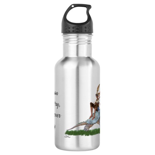 Jongen Fairy Riding Op Turtle Water Bottle Waterfles (Voorkant)
