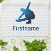 Jongen Figuur Skater Blue star - schaatdoekje Theedoek (Gevouwen)