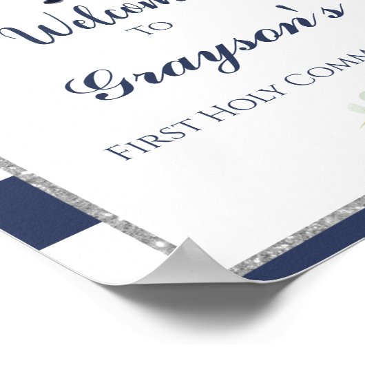 Jongen First-communiqué-welkomstteken Poster (Hoek)