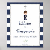 Jongen First-communiqué-welkomstteken Poster (Voorkant)
