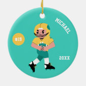 Jongen Football Player Naam Jersey Number & Year Keramisch Ornament (Achterkant)