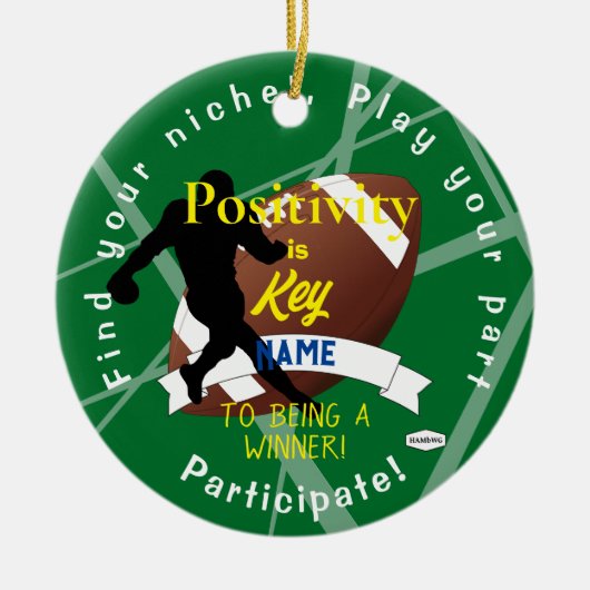 Jongen Football Theme Ornament Green HAMbyWG (Voorkant)