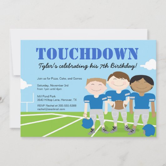 Jongen Football Thmed Birthday Party Invitations Kaart (Voorkant)