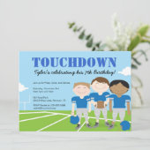 Jongen Football Thmed Birthday Party Invitations Kaart (Staand voorkant)