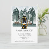 Jongen Forest Woodland Camping Birthday Party Kaart (Staand voorkant)