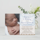 Jongen  Foto 1e verjaardag Baptisme Party Kaart (Staand voorkant)