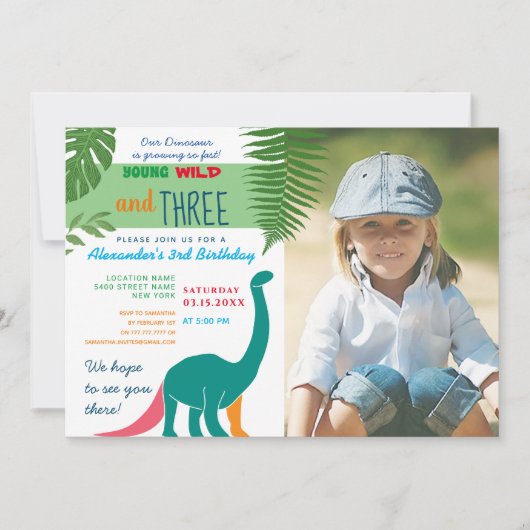 Jongen Foto 3e Verjaardag Kaart (Voorkant)