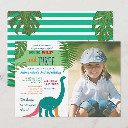 Jongen Foto 3e Verjaardag Kaart (Voorkant / Achterkant)