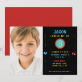 Jongen Foto Arcade-niveau op video games-verjaarda Kaart (Voorkant / Achterkant)