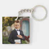 Jongen Foto Blauwe Eerste Communie  Sleutelhanger (Achterkant)