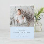 Jongen Foto Collage Blue Simple Newborn Birth Aankondiging (Staand voorkant)